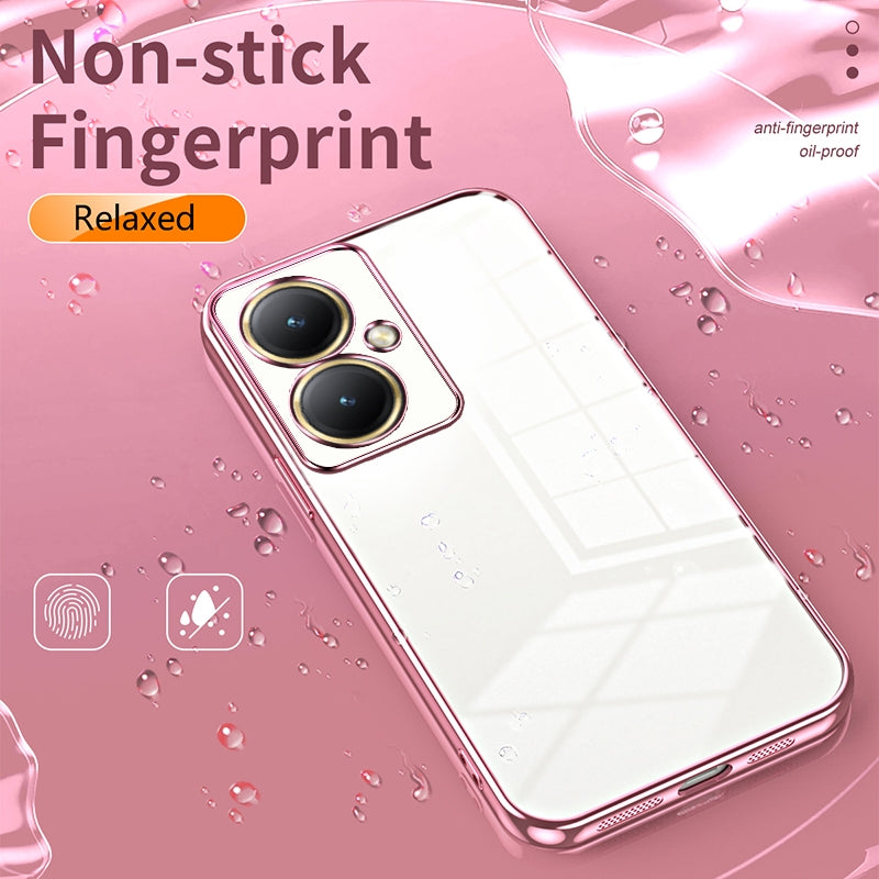 vivo Y35M+ Transparent Fine Hole Phone Case - Crystal Clear Vacuum Plating, Anti-Fingerprint, Shock-Absorbing TPU Frame