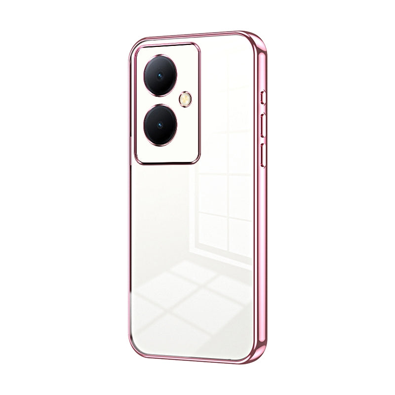 vivo V29 Lite Transparent Fine Hole Phone Case - Crystal Clear Vacuum Plating, Anti-Fingerprint, Shock-Absorbing TPU Frame