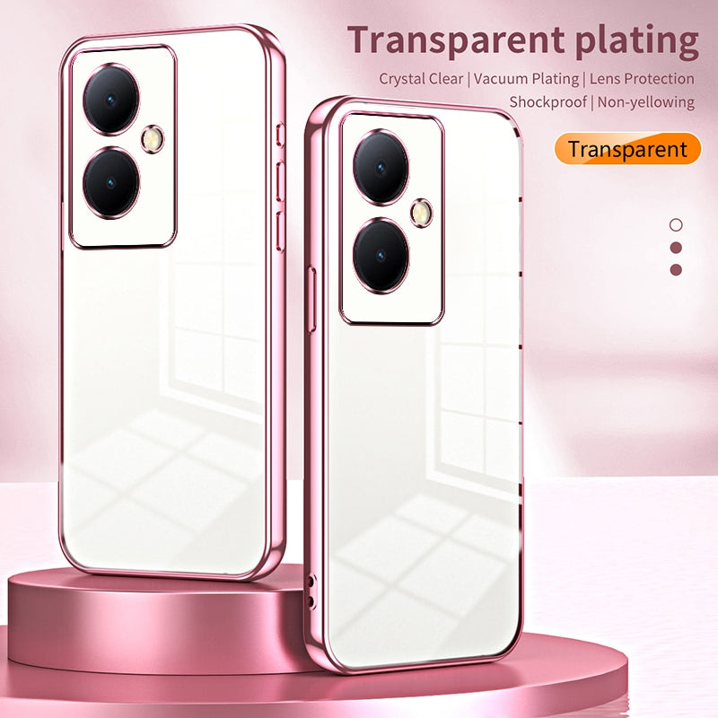 vivo V29 Lite Transparent Fine Hole Phone Case - Crystal Clear Vacuum Plating, Anti-Fingerprint, Shock-Absorbing TPU Frame