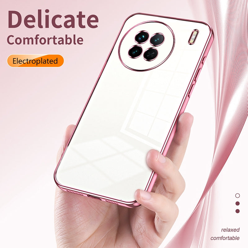 vivo X90 Transparent Fine Hole Phone Case - Crystal Clear Vacuum Plating, Anti-Fingerprint, Shock-Absorbing TPU Frame