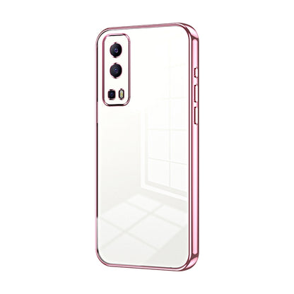 vivo Y72 5G Transparent Fine Hole Phone Case - Crystal Clear Vacuum Plating, Anti-Fingerprint, Shock-Absorbing TPU Frame