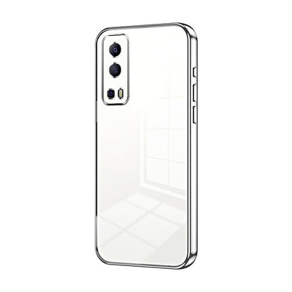 vivo Y72 5G Transparent Fine Hole Phone Case - Crystal Clear Vacuum Plating, Anti-Fingerprint, Shock-Absorbing TPU Frame