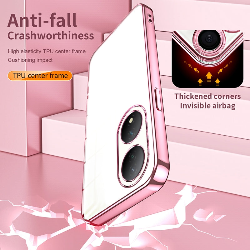 vivo Y100A Transparent Fine Hole Phone Case - Crystal Clear Vacuum Plating, Anti-Fingerprint, Shock-Absorbing TPU Frame