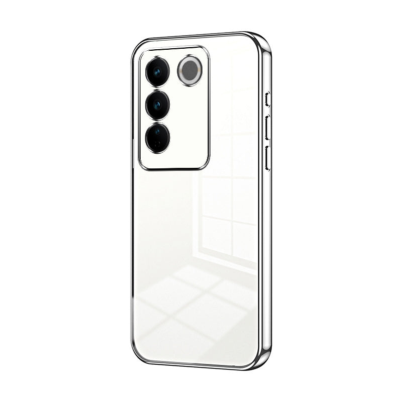 vivo S16 Pro Transparent Fine Hole Phone Case - Crystal Clear Vacuum Plating, Anti-Fingerprint, Shock-Absorbing TPU Frame