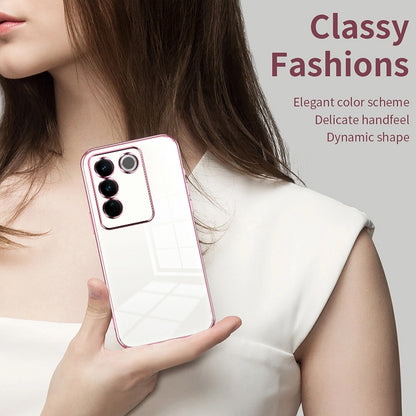 vivo V27 Pro Transparent Fine Hole Phone Case - Crystal Clear Vacuum Plating, Anti-Fingerprint, Shock-Absorbing TPU Frame