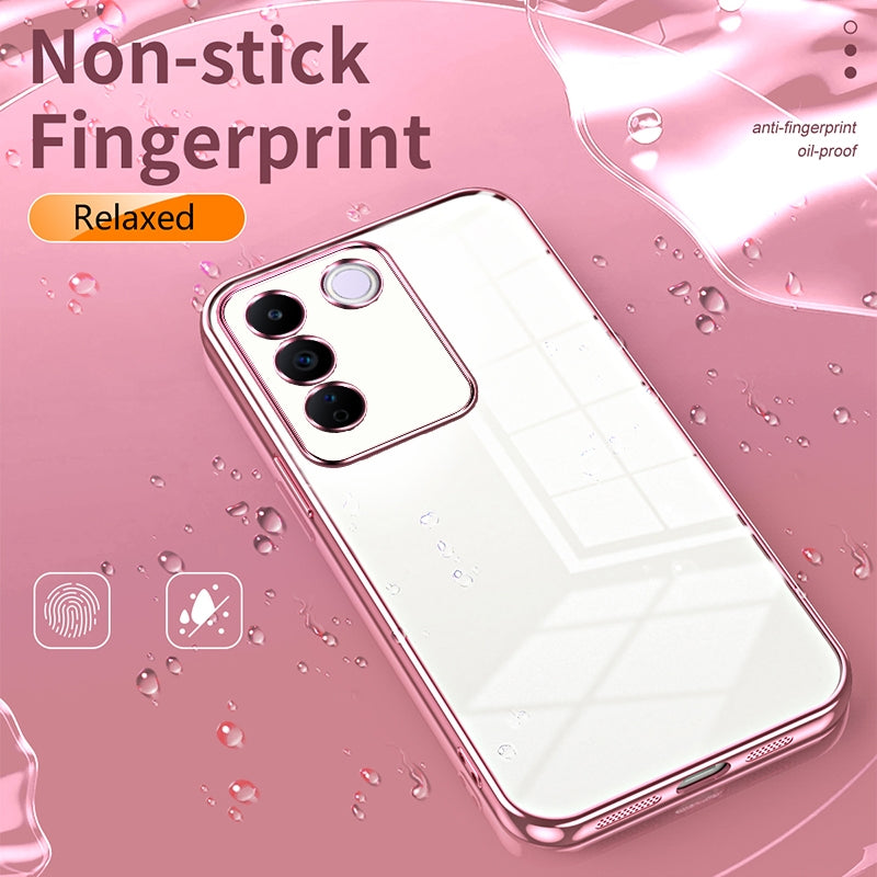 vivo S16e Transparent Fine Hole Phone Case - Crystal Clear Vacuum Plating, Anti-Fingerprint, Shock-Absorbing TPU Frame