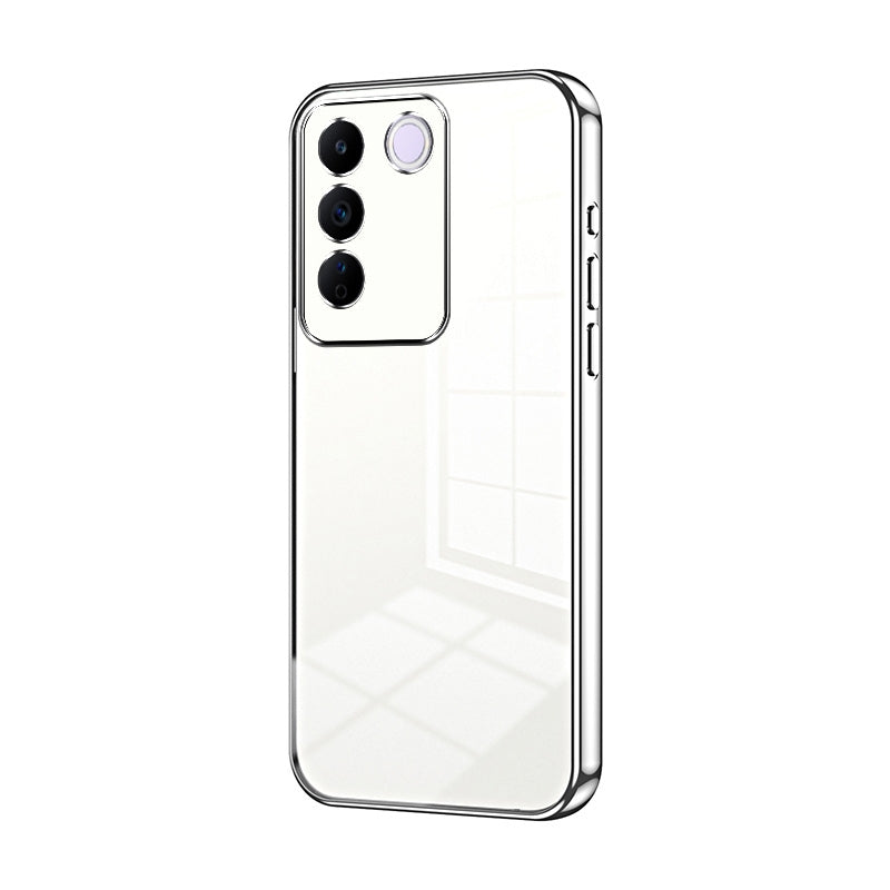 vivo S16e Transparent Fine Hole Phone Case - Crystal Clear Vacuum Plating, Anti-Fingerprint, Shock-Absorbing TPU Frame