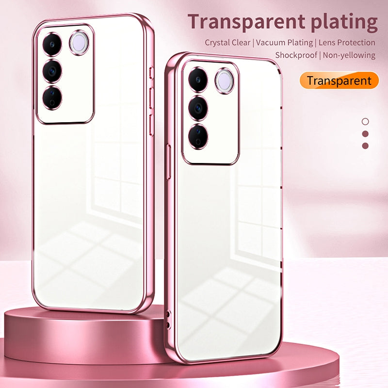 vivo S16e Transparent Fine Hole Phone Case - Crystal Clear Vacuum Plating, Anti-Fingerprint, Shock-Absorbing TPU Frame