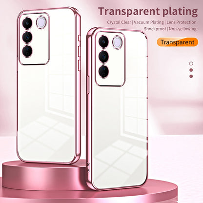 vivo S16e Transparent Fine Hole Phone Case - Crystal Clear Vacuum Plating, Anti-Fingerprint, Shock-Absorbing TPU Frame