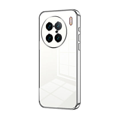 vivo X90 Pro+ Transparent Fine Hole Phone Case - Crystal Clear Vacuum Plating, Anti-Fingerprint, Shock-Absorbing TPU Frame