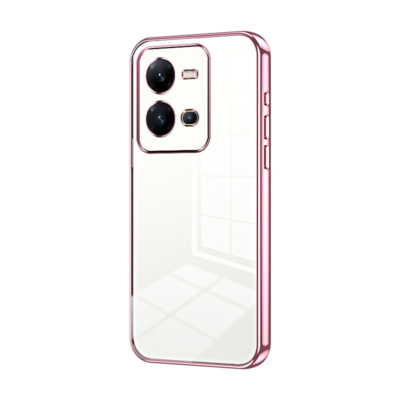 vivo V25 Transparent Fine Hole Phone Case - Crystal Clear Vacuum Plating, Anti-Fingerprint, Shock-Absorbing TPU Frame