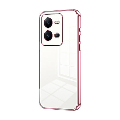 vivo V25 Transparent Fine Hole Phone Case - Crystal Clear Vacuum Plating, Anti-Fingerprint, Shock-Absorbing TPU Frame