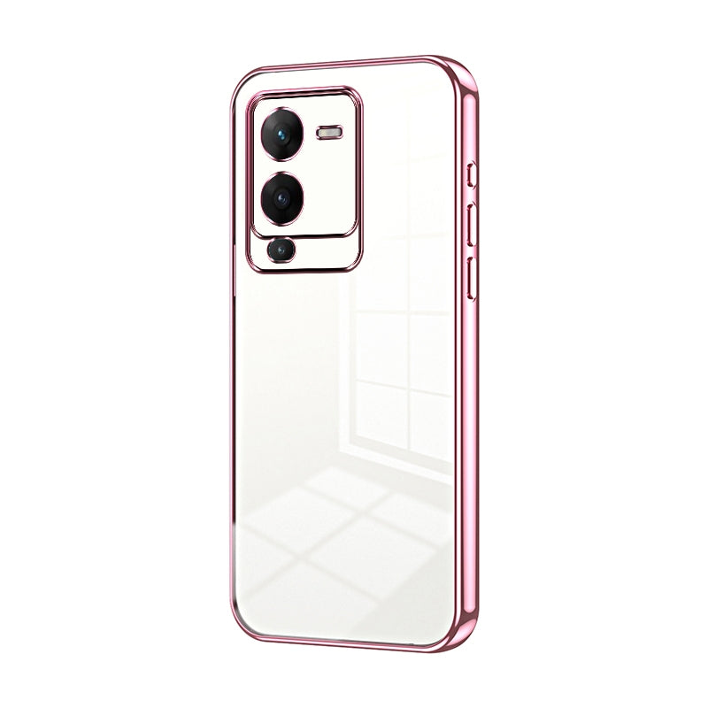 vivo V25 Pro Transparent Fine Hole Phone Case - Crystal Clear Vacuum Plating, Anti-Fingerprint, Shock-Absorbing TPU Frame