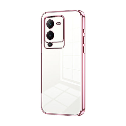 vivo V25 Pro Transparent Fine Hole Phone Case - Crystal Clear Vacuum Plating, Anti-Fingerprint, Shock-Absorbing TPU Frame