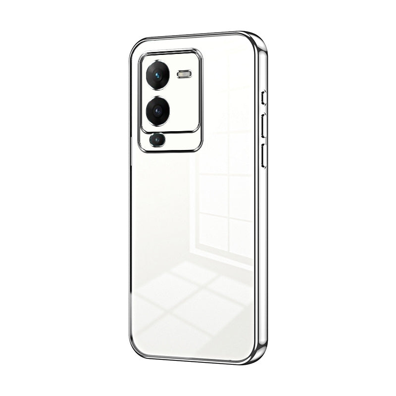 vivo V25 Pro Transparent Fine Hole Phone Case - Crystal Clear Vacuum Plating, Anti-Fingerprint, Shock-Absorbing TPU Frame