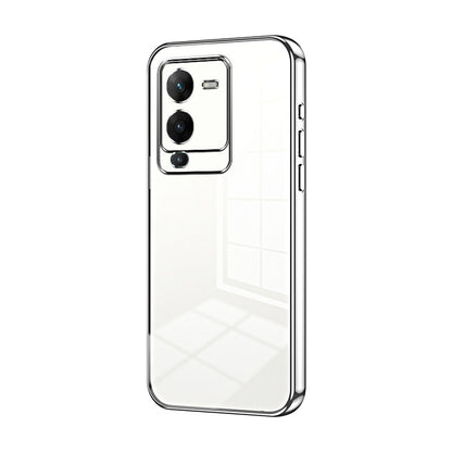 vivo V25 Pro Transparent Fine Hole Phone Case - Crystal Clear Vacuum Plating, Anti-Fingerprint, Shock-Absorbing TPU Frame