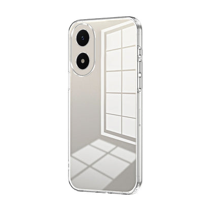 vivo Y02s Transparent Fine Hole Phone Case - Crystal Clear Vacuum Plating, Anti-Fingerprint, Shock-Absorbing TPU Frame