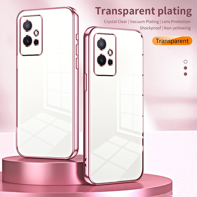 vivo Y55 5G Transparent Fine Hole Phone Case - Crystal Clear Vacuum Plating, Anti-Fingerprint, Shock-Absorbing TPU Frame