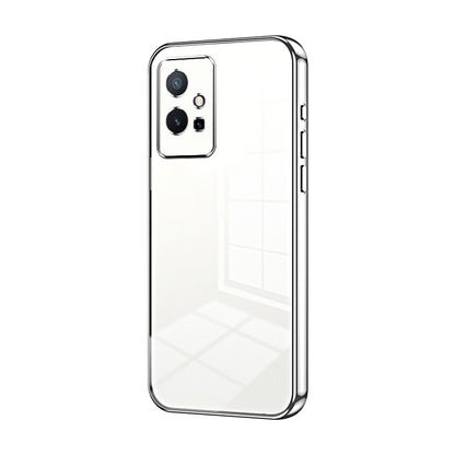 vivo Y55s 2023 Transparent Fine Hole Phone Case - Crystal Clear Vacuum Plating, Anti-Fingerprint, Shock-Absorbing TPU Frame