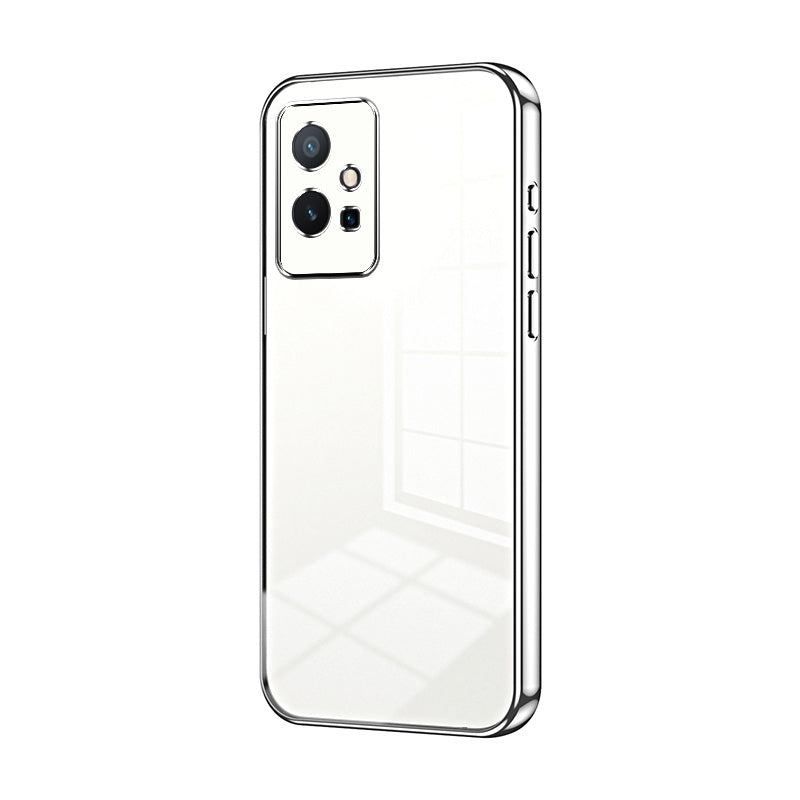 vivo Y55 5G Transparent Fine Hole Phone Case - Crystal Clear Vacuum Plating, Anti-Fingerprint, Shock-Absorbing TPU Frame