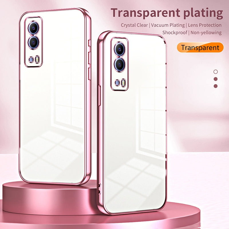 vivo T1x 5G Transparent Fine Hole Phone Case - Crystal Clear Vacuum Plating, Anti-Fingerprint, Shock-Absorbing TPU Frame