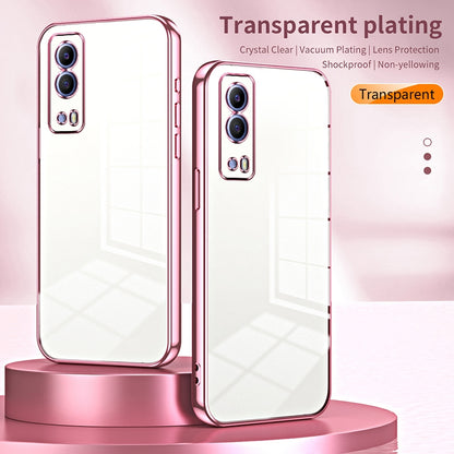 vivo T1x 5G Transparent Fine Hole Phone Case - Crystal Clear Vacuum Plating, Anti-Fingerprint, Shock-Absorbing TPU Frame