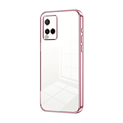 vivo Y21 Transparent Fine Hole Phone Case - Crystal Clear Vacuum Plating, Anti-Fingerprint, Shock-Absorbing TPU Frame