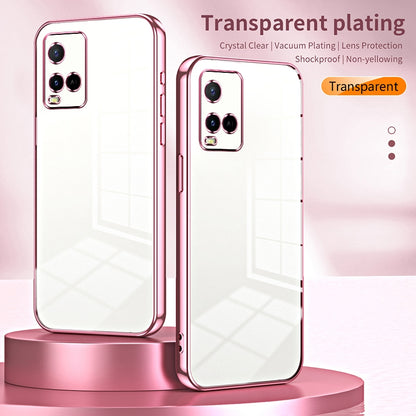 vivo Y21s Transparent Fine Hole Phone Case - Crystal Clear Vacuum Plating, Anti-Fingerprint, Shock-Absorbing TPU Frame