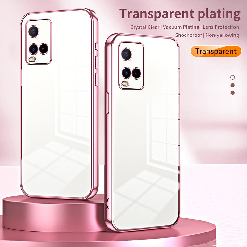 vivo Y33s Transparent Fine Hole Phone Case - Crystal Clear Vacuum Plating, Anti-Fingerprint, Shock-Absorbing TPU Frame