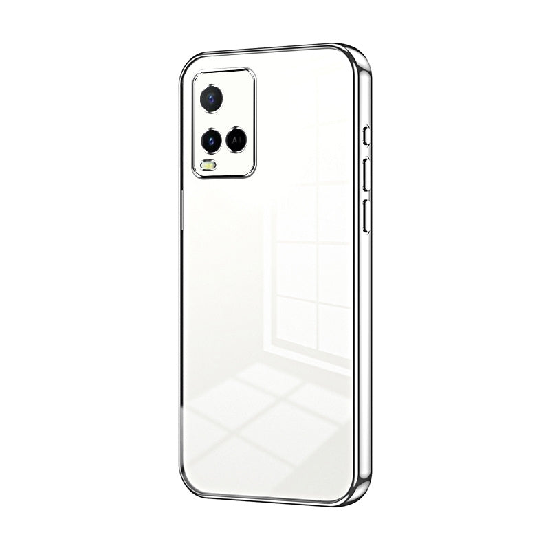 vivo Y21 Transparent Fine Hole Phone Case - Crystal Clear Vacuum Plating, Anti-Fingerprint, Shock-Absorbing TPU Frame
