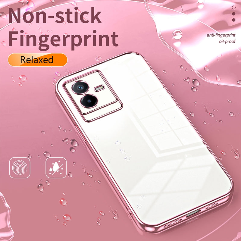vivo T2x Transparent Fine Hole Phone Case - Crystal Clear Vacuum Plating, Anti-Fingerprint, Shock-Absorbing TPU Frame