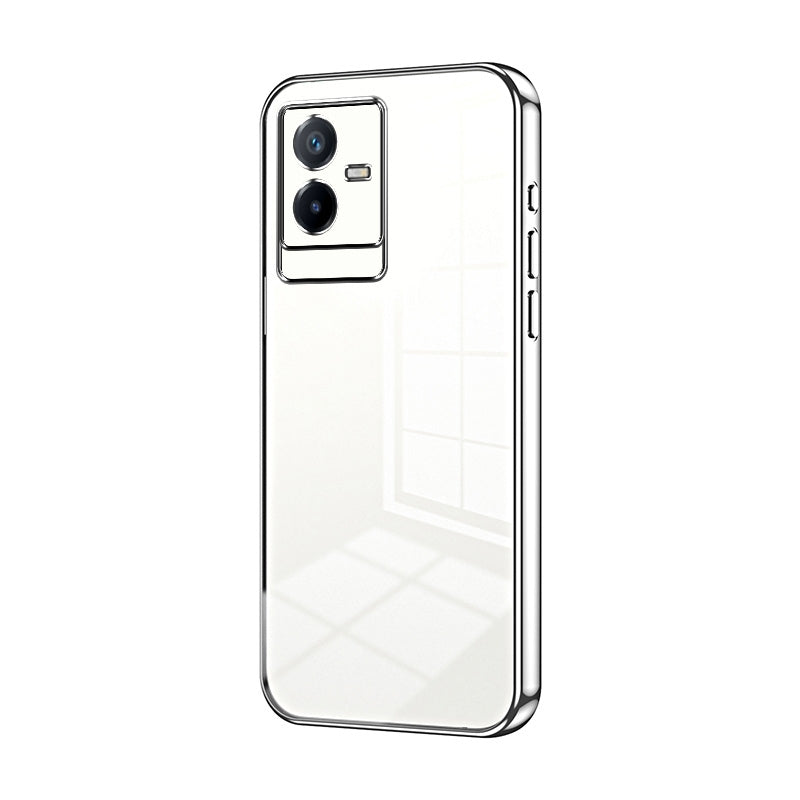 vivo T2x Transparent Fine Hole Phone Case - Crystal Clear Vacuum Plating, Anti-Fingerprint, Shock-Absorbing TPU Frame
