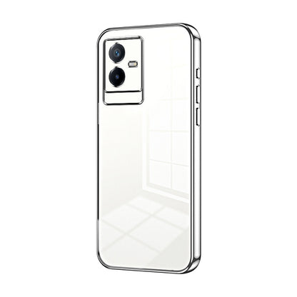 vivo T2x Transparent Fine Hole Phone Case - Crystal Clear Vacuum Plating, Anti-Fingerprint, Shock-Absorbing TPU Frame