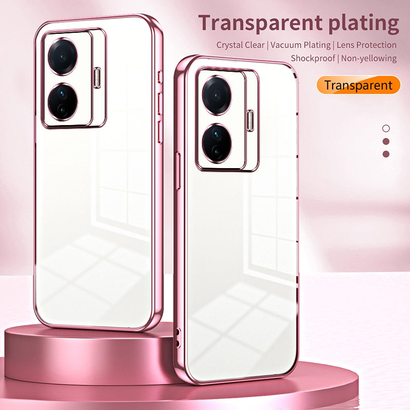 vivo T1 Pro Transparent Fine Hole Phone Case - Crystal Clear Vacuum Plating, Anti-Fingerprint, Shock-Absorbing TPU Frame
