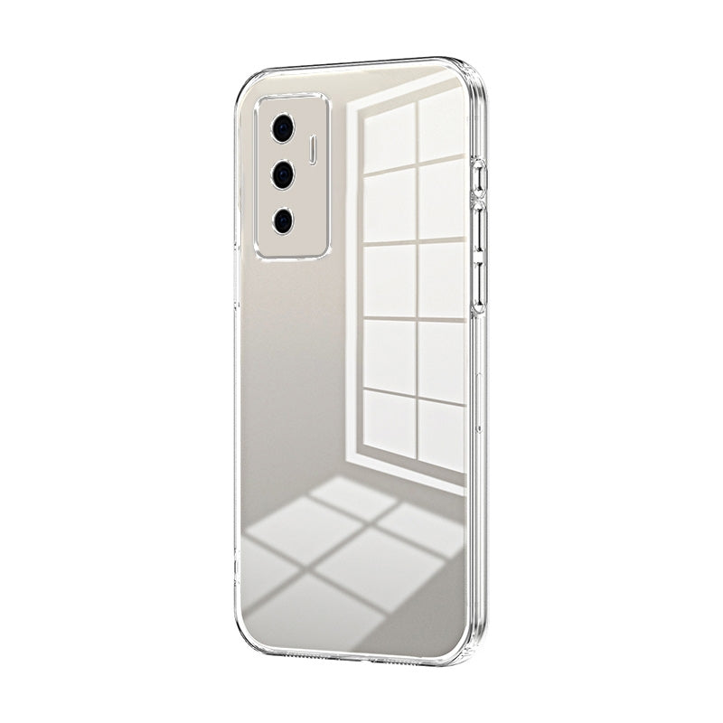 vivo V23e 5G Transparent Fine Hole Phone Case - Crystal Clear Vacuum Plating, Anti-Fingerprint, Shock-Absorbing TPU Frame