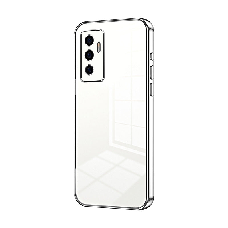 vivo V23e 4G Transparent Fine Hole Phone Case - Crystal Clear Vacuum Plating, Anti-Fingerprint, Shock-Absorbing TPU Frame