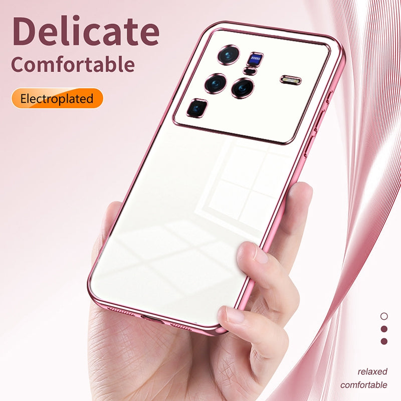 vivo X80 Pro Transparent Fine Hole Phone Case - Crystal Clear Vacuum Plating, Anti-Fingerprint, Shock-Absorbing TPU Frame