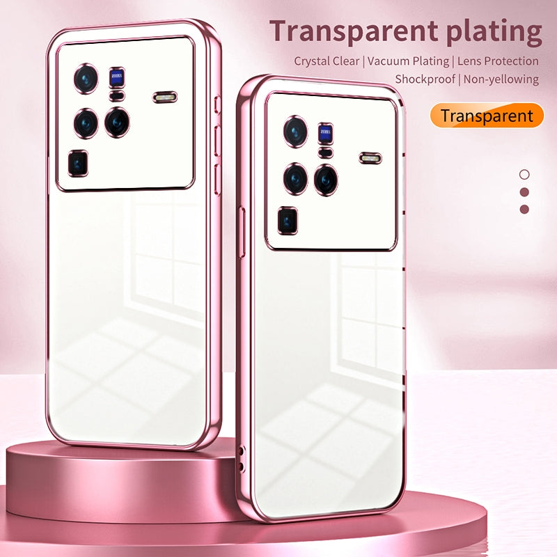 vivo X80 Pro Transparent Fine Hole Phone Case - Crystal Clear Vacuum Plating, Anti-Fingerprint, Shock-Absorbing TPU Frame