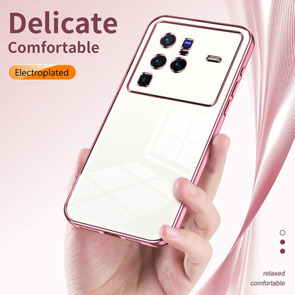 vivo X80 Pro Transparent Fine Hole Phone Case - Crystal Clear Vacuum Plating, Anti-Fingerprint, Shock-Absorbing TPU Frame