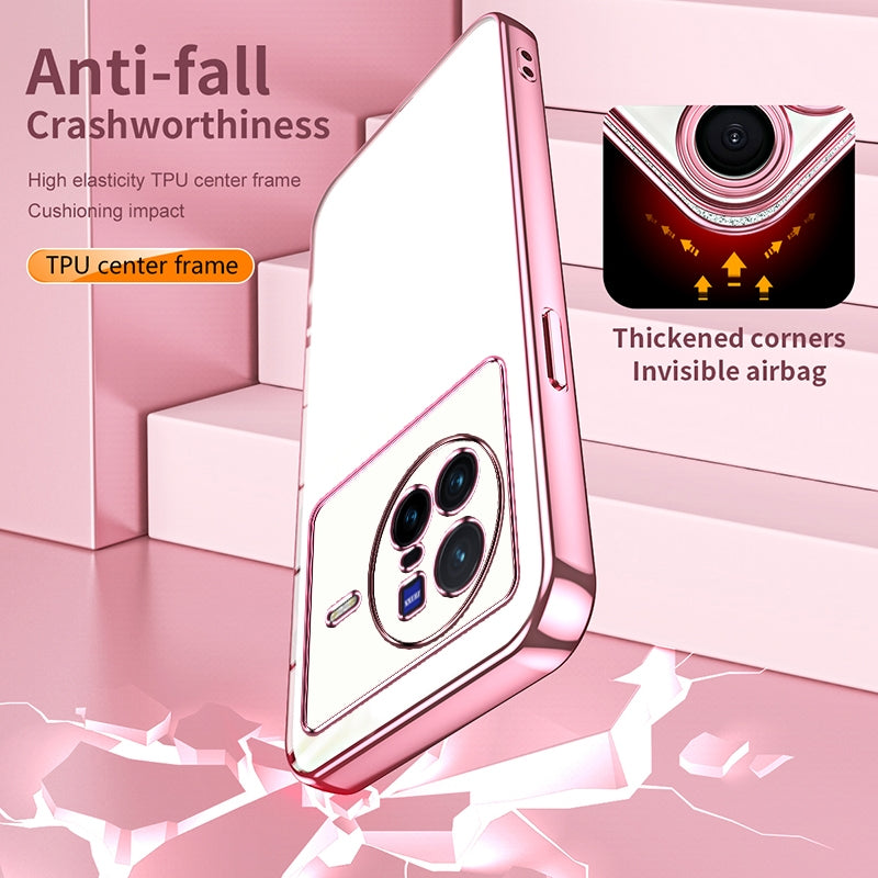 vivo X80 Transparent Fine Hole Phone Case - Crystal Clear Vacuum Plating, Anti-Fingerprint, Shock-Absorbing TPU Frame