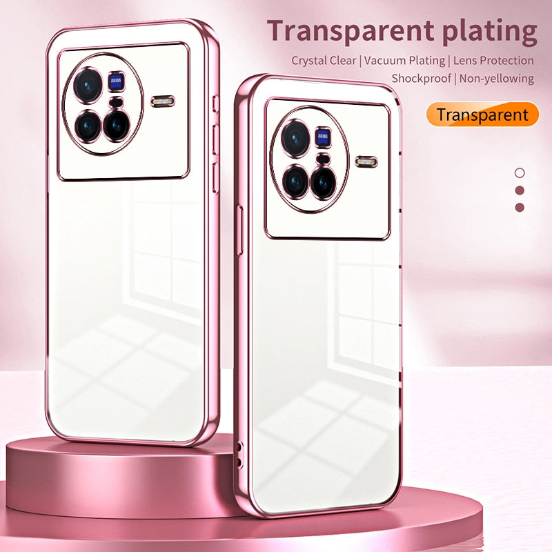 vivo X80 Transparent Fine Hole Phone Case - Crystal Clear Vacuum Plating, Anti-Fingerprint, Shock-Absorbing TPU Frame