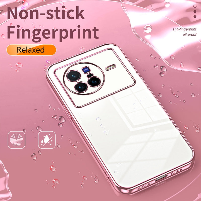 vivo X80 Transparent Fine Hole Phone Case - Crystal Clear Vacuum Plating, Anti-Fingerprint, Shock-Absorbing TPU Frame