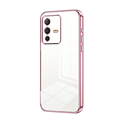 vivo V23 5G Transparent Fine Hole Phone Case - Crystal Clear Vacuum Plating, Anti-Fingerprint, Shock-Absorbing TPU Frame
