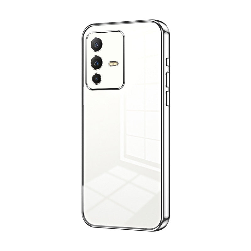 vivo V23 5G Transparent Fine Hole Phone Case - Crystal Clear Vacuum Plating, Anti-Fingerprint, Shock-Absorbing TPU Frame