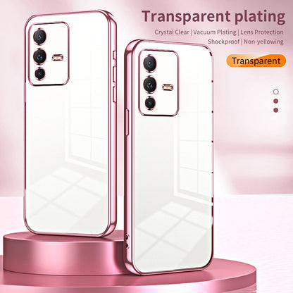 vivo V23 5G Transparent Fine Hole Phone Case - Crystal Clear Vacuum Plating, Anti-Fingerprint, Shock-Absorbing TPU Frame