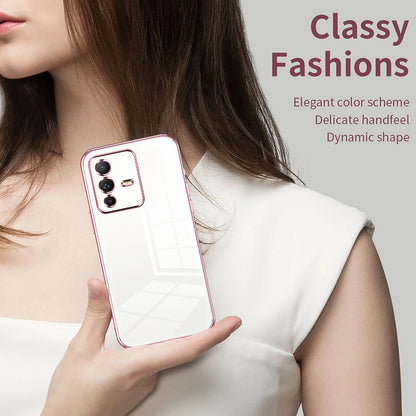 vivo V23 Pro Transparent Fine Hole Phone Case - Crystal Clear Vacuum Plating, Anti-Fingerprint, Shock-Absorbing TPU Frame