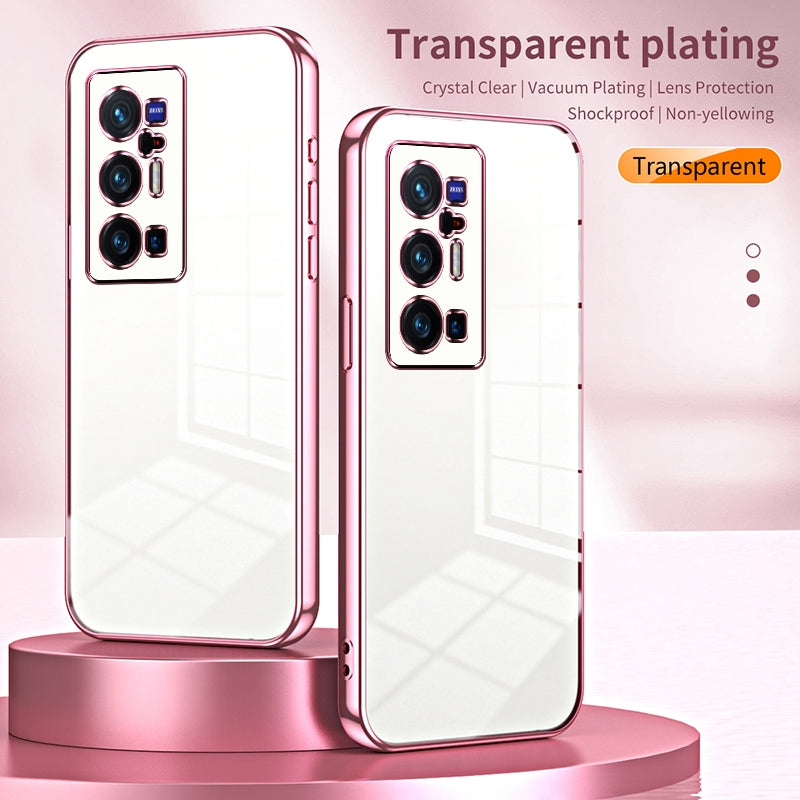 vivo X70 Pro+ Transparent Fine Hole Phone Case - Crystal Clear Vacuum Plating, Anti-Fingerprint, Shock-Absorbing TPU Frame
