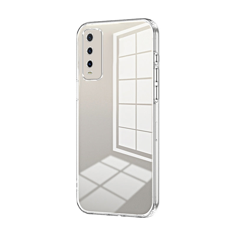 vivo Y20 Transparent Fine Hole Phone Case - Crystal Clear Vacuum Plating, Anti-Fingerprint, Shock-Absorbing TPU Frame