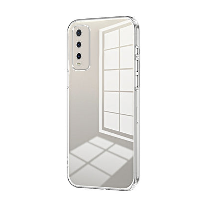 vivo Y20s Transparent Fine Hole Phone Case - Crystal Clear Vacuum Plating, Anti-Fingerprint, Shock-Absorbing TPU Frame