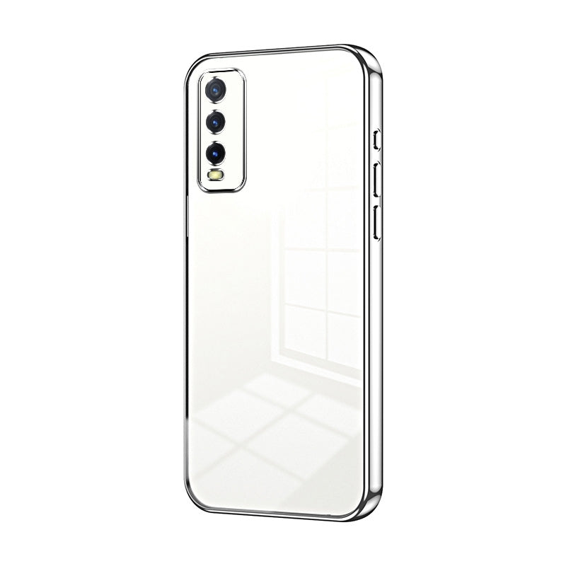 vivo Y20s Transparent Fine Hole Phone Case - Crystal Clear Vacuum Plating, Anti-Fingerprint, Shock-Absorbing TPU Frame